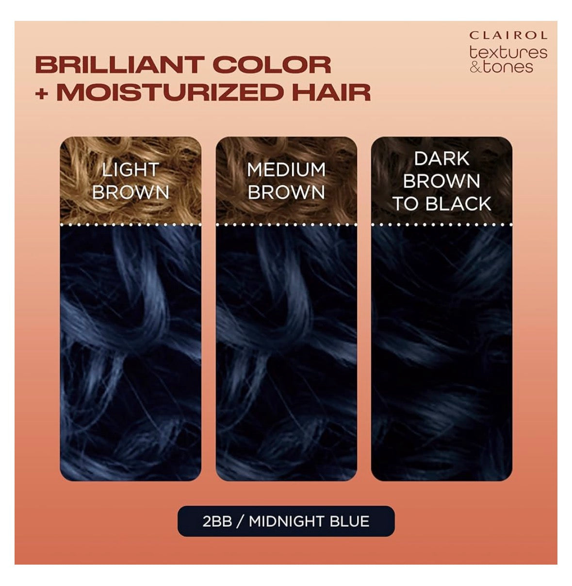 CLAIROL TEXTURES&TONES 2BB MIDNIGHT BLUE HAIR COLOR.