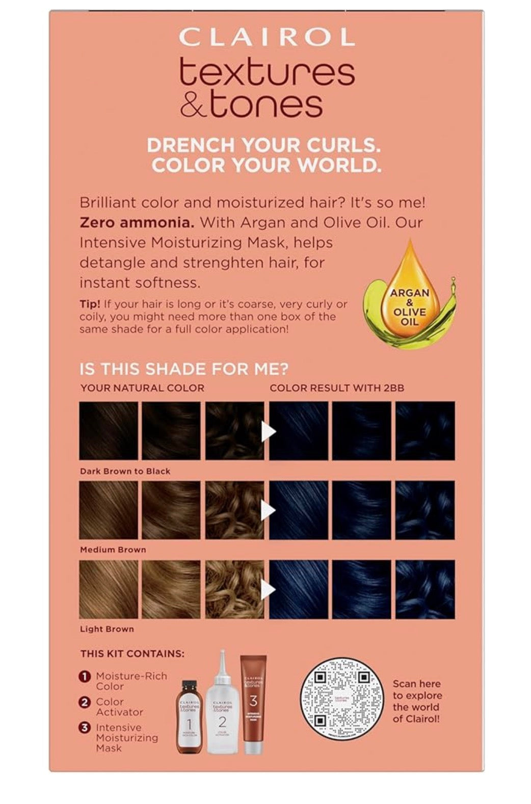 CLAIROL TEXTURES&TONES 2BB MIDNIGHT BLUE HAIR COLOR.