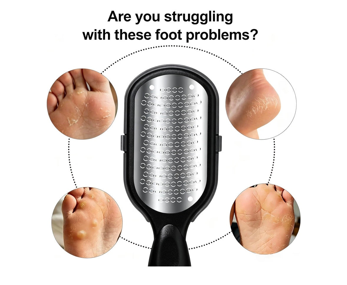 Foot File & Foot Scrubber for Feet, Stainless Steel Foot Callus Remover for Dead & Hard Skin, Gentle Foot Rasp Durable Pedicure Tool Feet Scraper for Wet & Dry Use.
