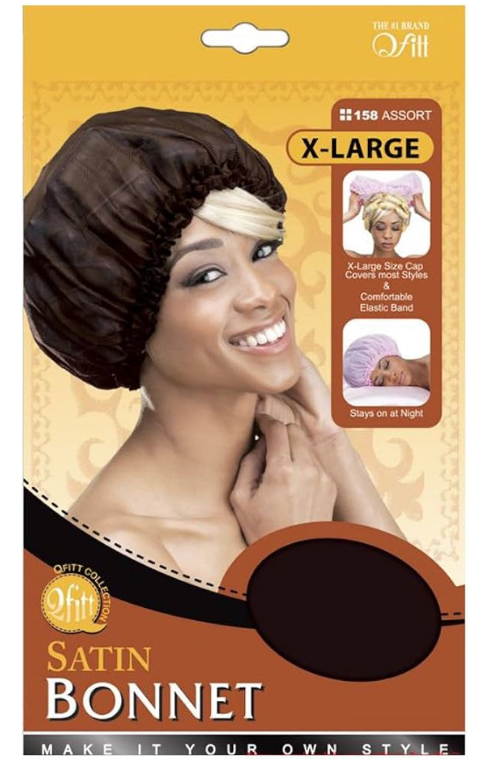 Qfitt Satin Bonnet Xtra Large #158 Assort