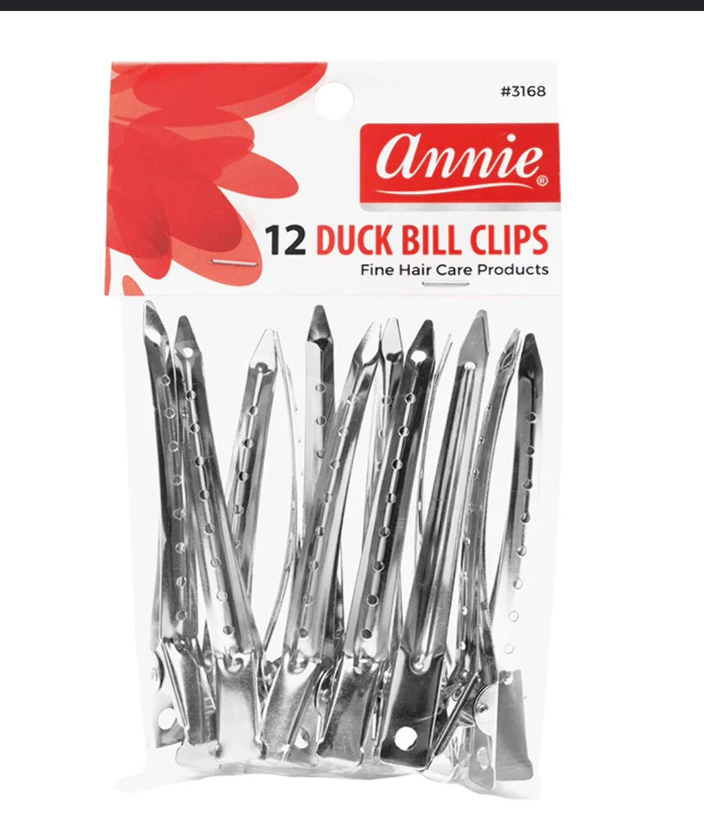 Annie Duck Bill Clips 12 Count, Silver
