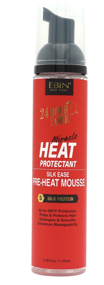 EBIN 24 Hour Tamer Heat Protectant Silk Ease Pre-heat Mousse 3.38oz