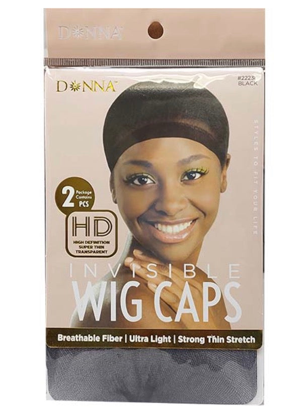 Donna HD Invisible Wig Caps, Black 2pcs