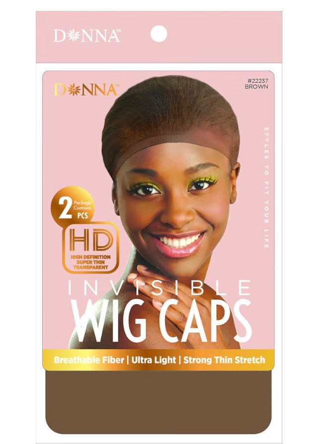 Donna HD Invisible Wig Caps, Dark Brown 2pcs