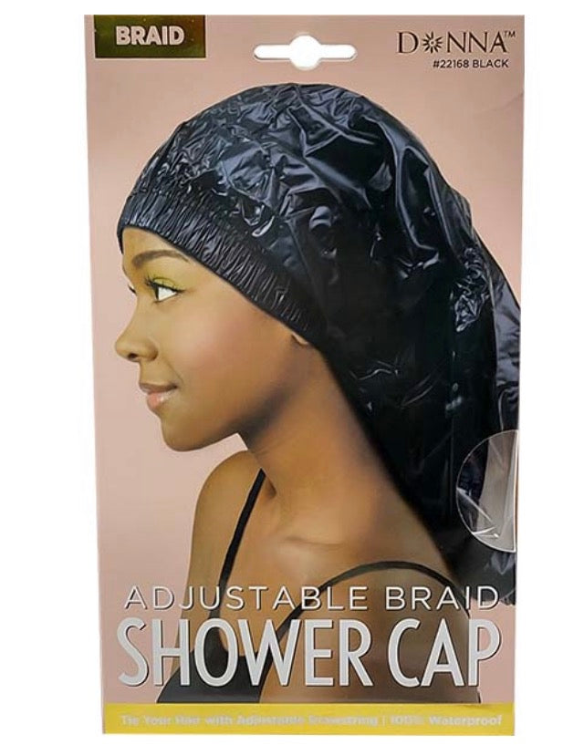 Donna Adjustable Braid Shower Cap Black