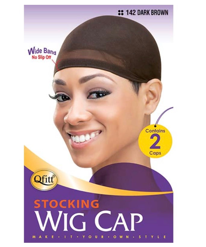 Qfitt Stocking Wig Cap Dark Brown 2pcs
