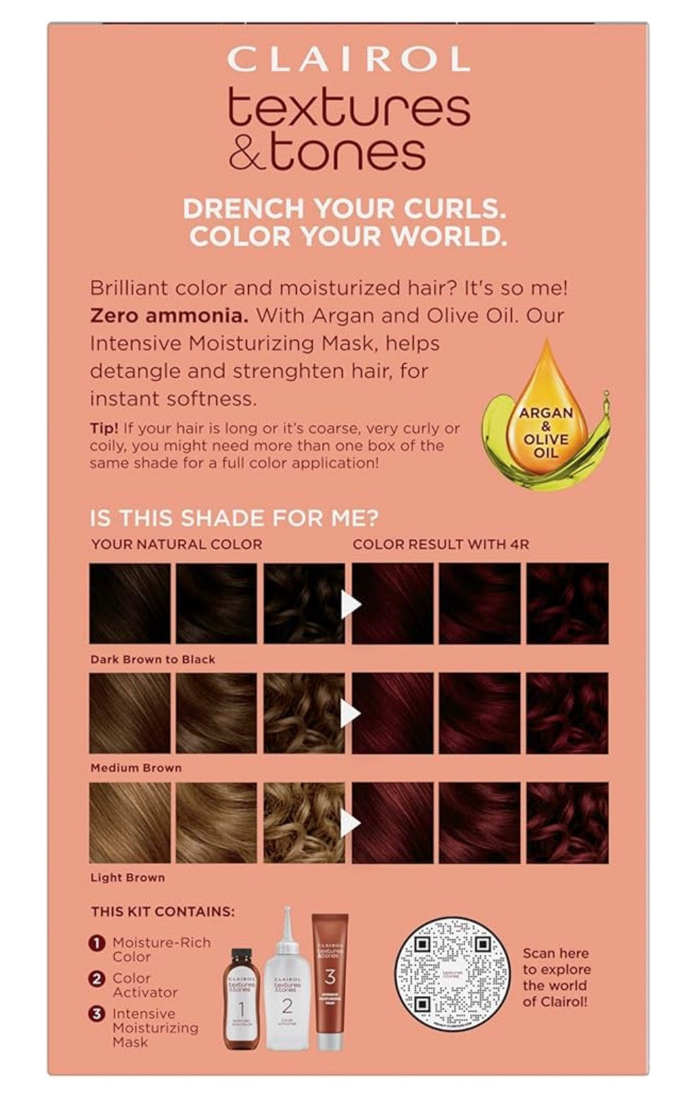 CLAIROL TEXTURES&TONES 4R CRIMSON RED HAIR COLOR.