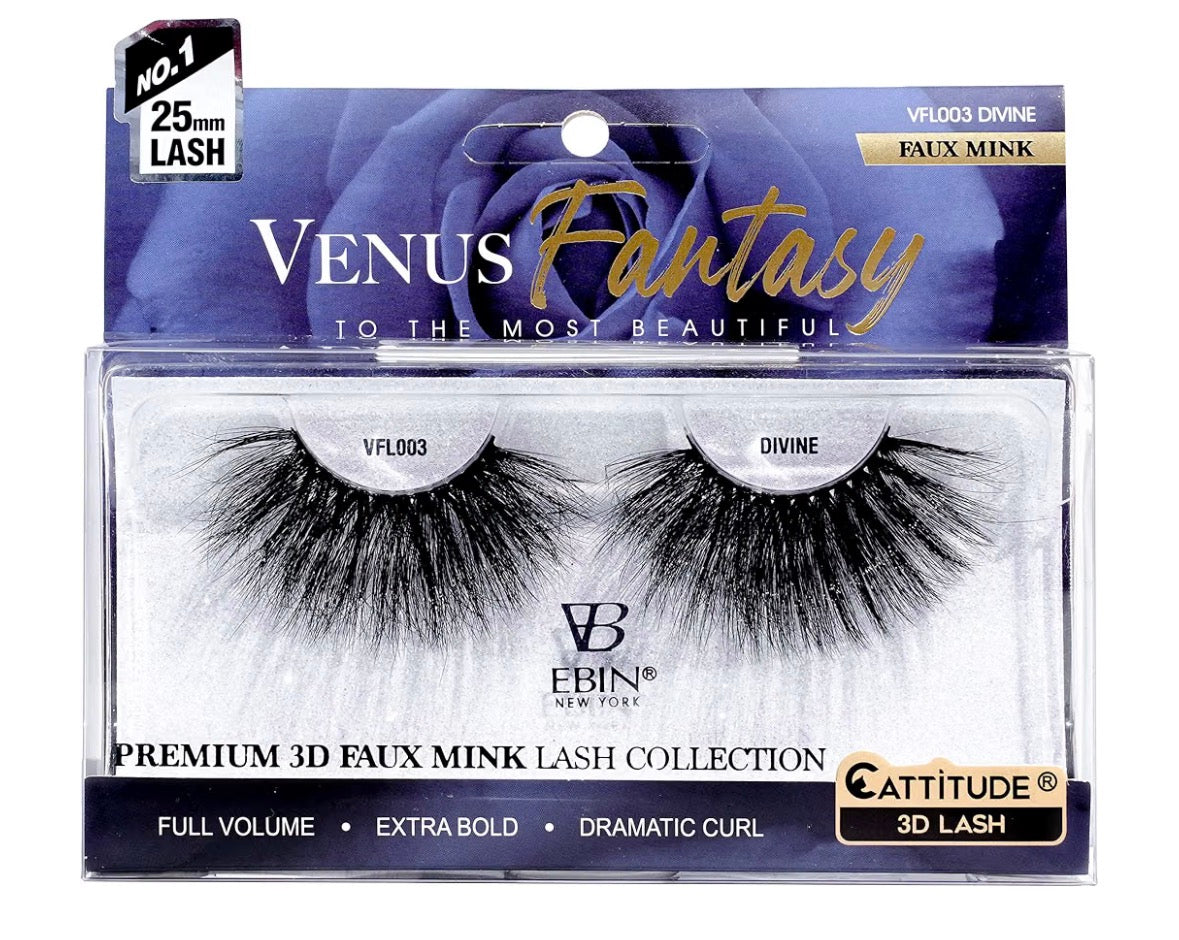 Ebin CATTITUDE 3D LASHES Venus Fantasy | 25mm Faux Mink Lashes-DIVINE