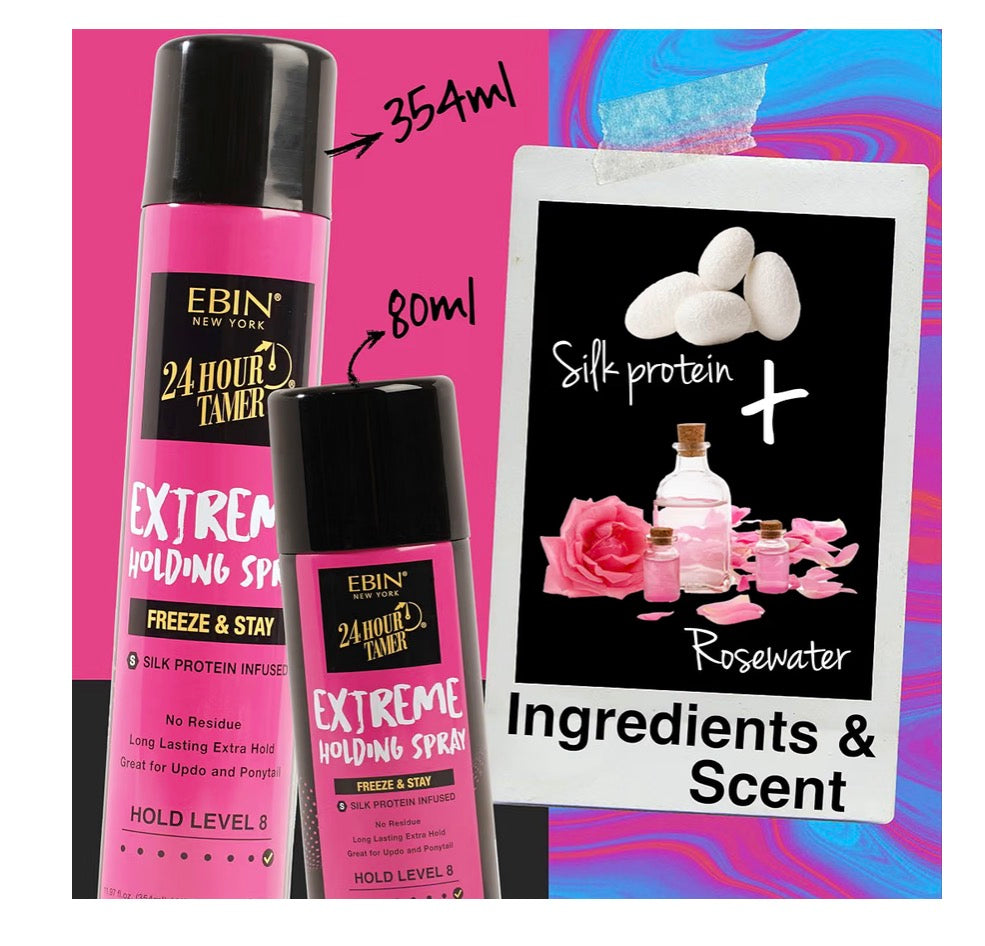 EBIN 24 Hour Tamer Extreme Holding Spray, Freeze & Stay 11.97oz