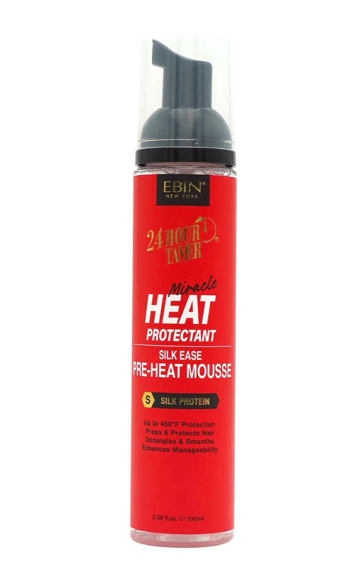 EBIN 24 Hour Tamer Heat Protectant Silk Ease Pre-heat Mousse 3.38oz
