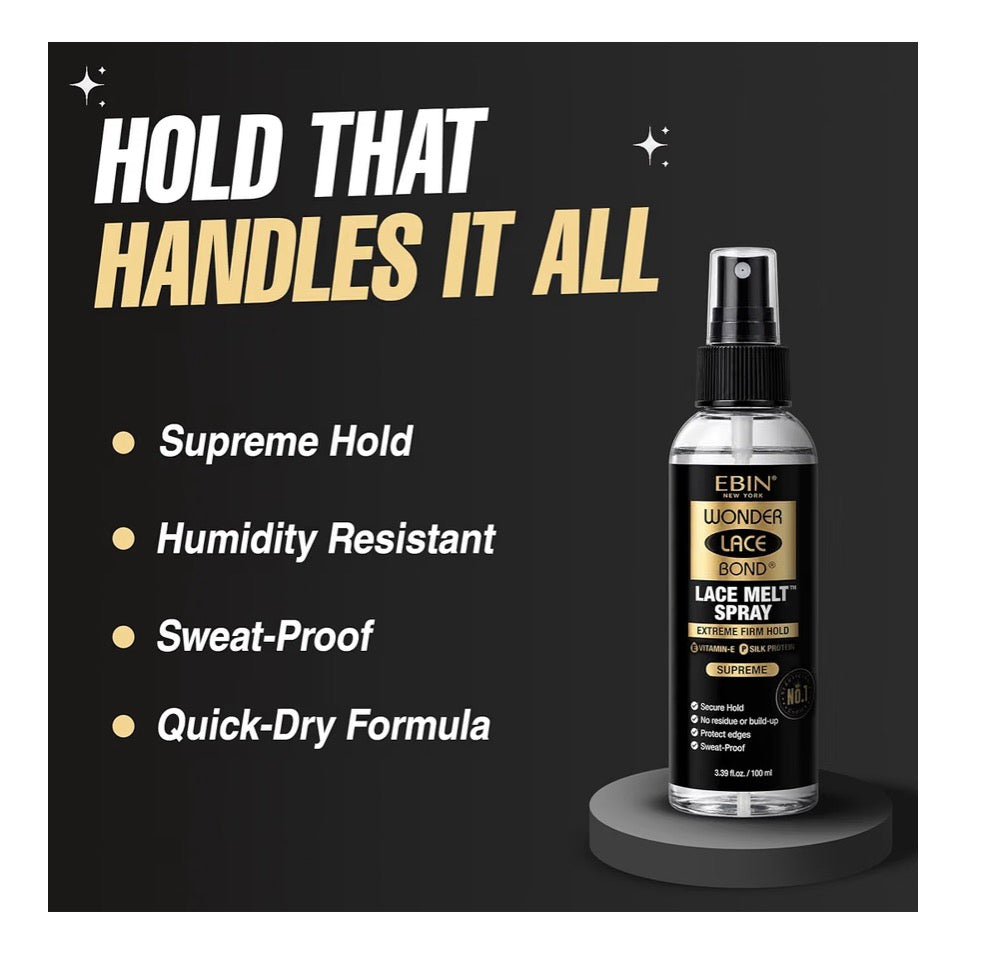 EBIN Wonder Lace Bond Melt Spray Extreme Firm Hold, 3.39 Oz