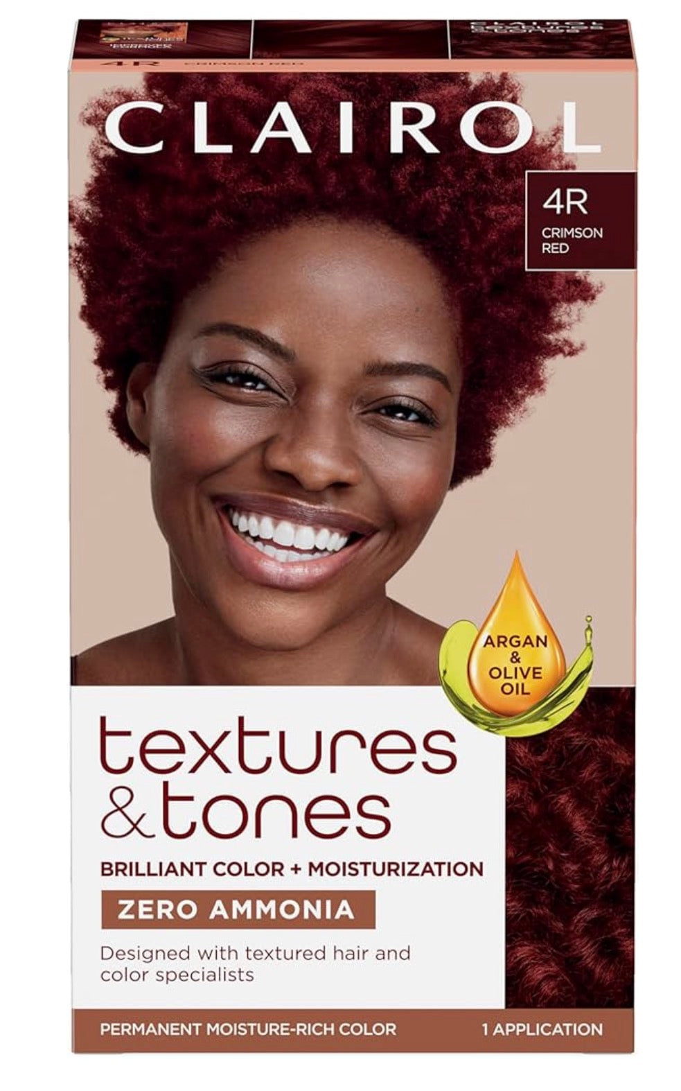 CLAIROL TEXTURES&TONES 4R CRIMSON RED HAIR COLOR.