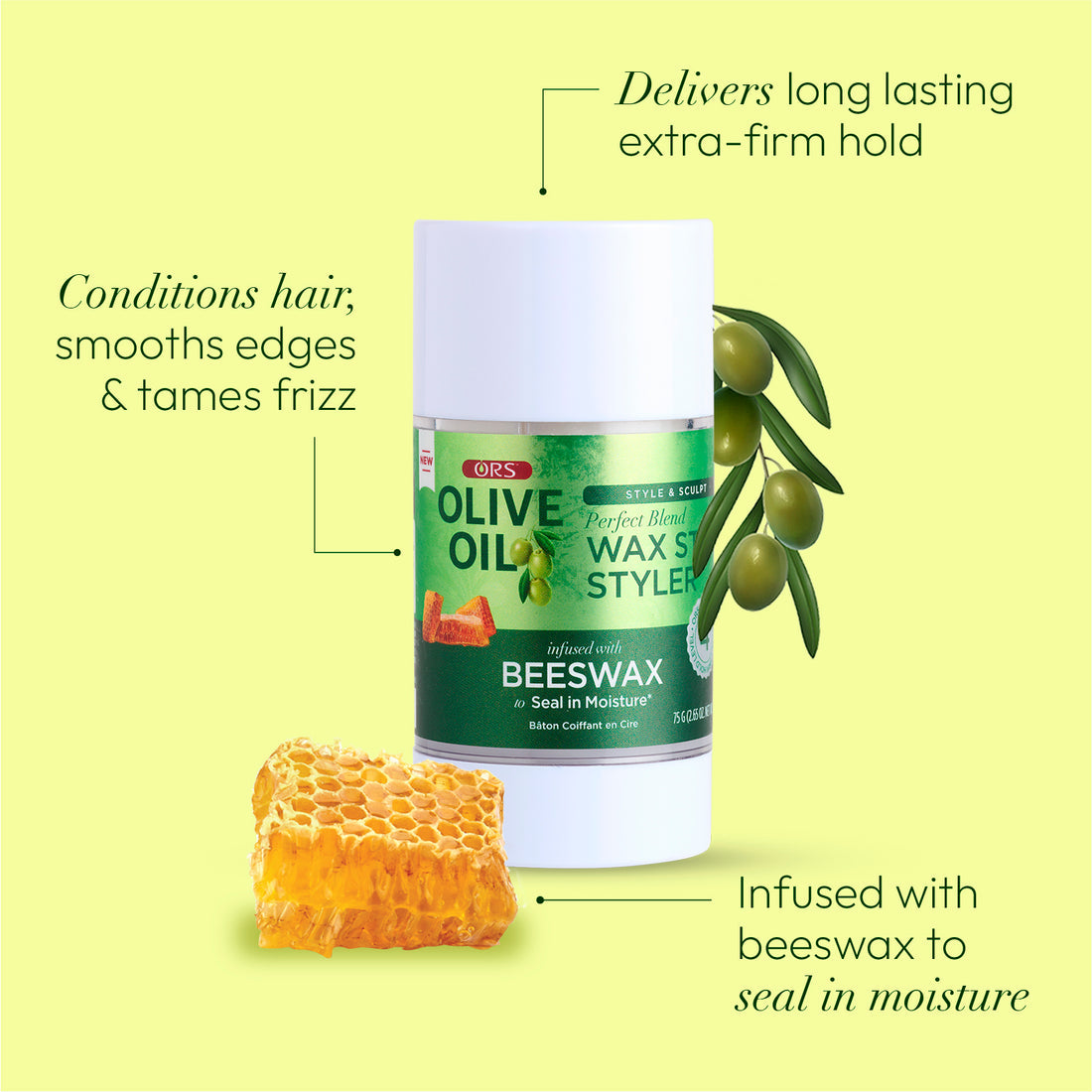 ORS OLIVE OIL WAX STICK STYLER BEESWAX 2.65 Oz