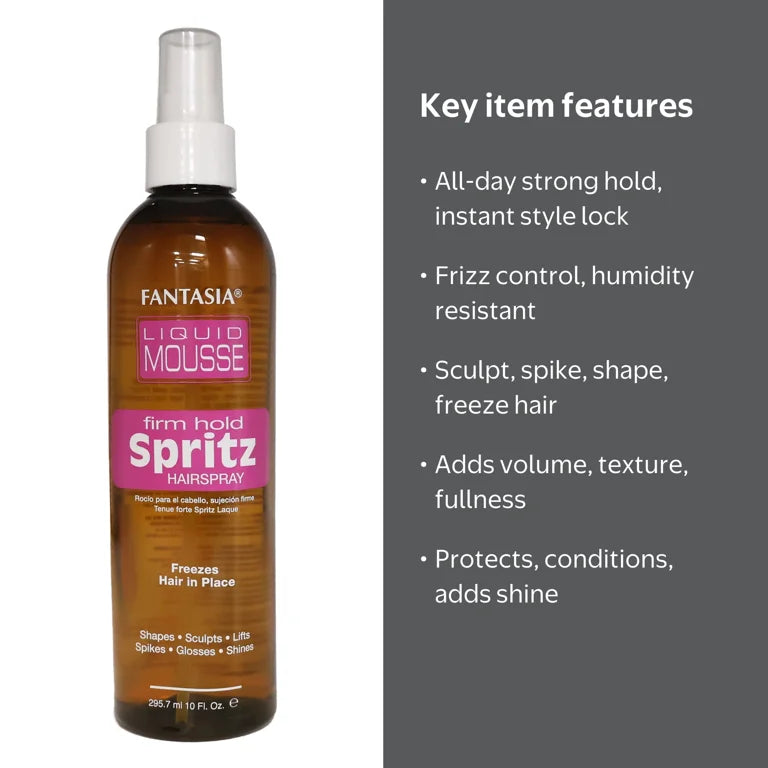 Fantasia Liquid Mousse Firm Hold Spritz Hair Spray 10 Oz