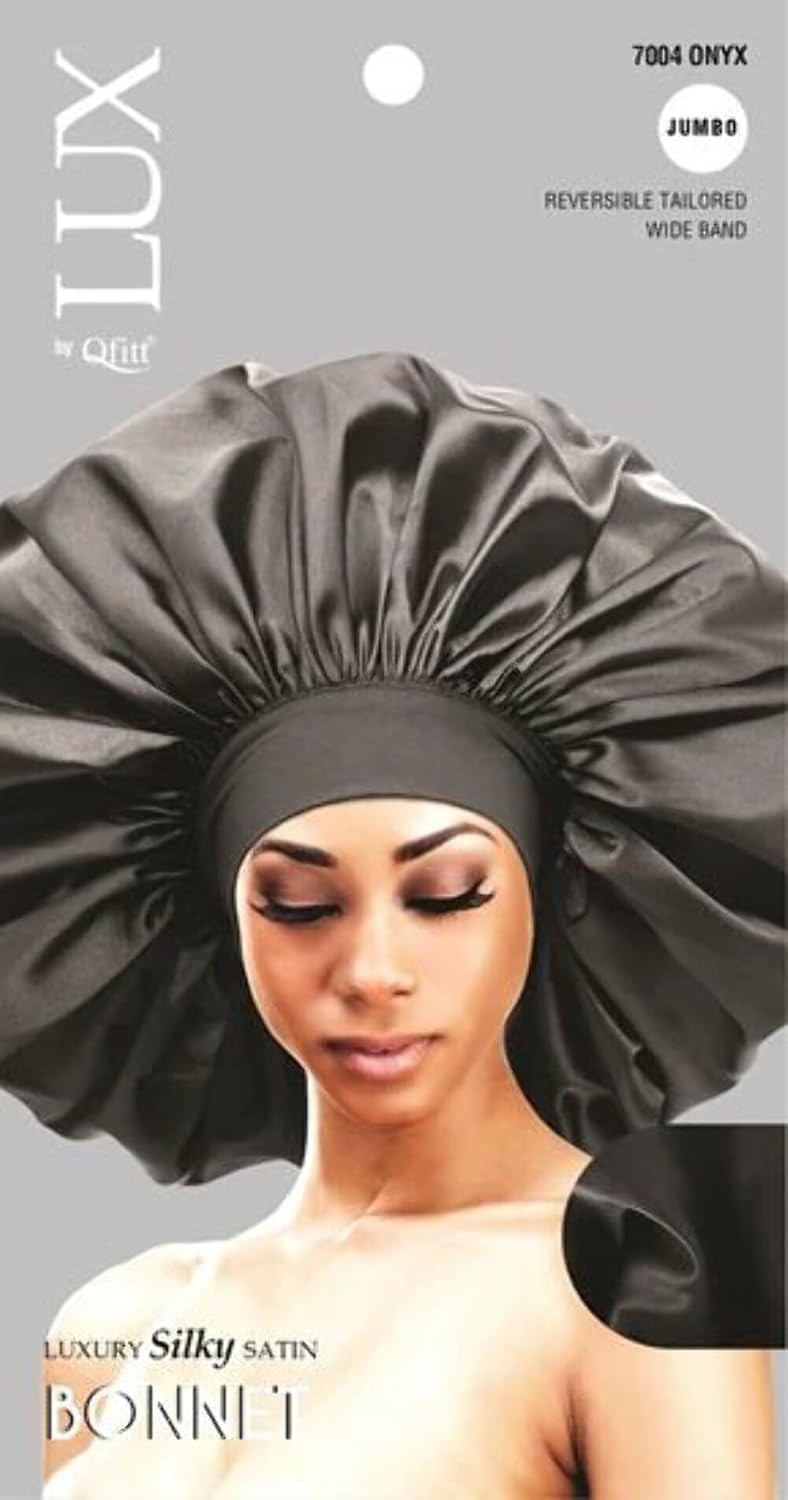 LUX By Qfitt Silky Satin Bonnet (Jumbo, Onyx)